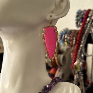 Kendra Scott pink skylar stone earrings with gold tone,big size